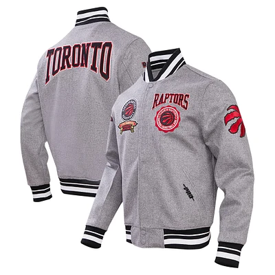 Veste universitaire en laine à fermeture éclair complète Pro Standard pour hommes, gris, Toronto Raptors Crest Emblem