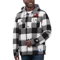 Veste en flanelle à boutons complets Sherpa Toronto Raptors Starter pour homme, noir/blanc