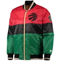 Veste à fermeture éclair intégrale du mois de l'histoire des Toronto Raptors pour homme, rouge/noir/vert, 75e anniversaire la NBA