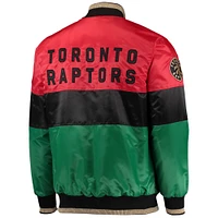 Veste à fermeture éclair intégrale du mois de l'histoire des Toronto Raptors pour homme, rouge/noir/vert, 75e anniversaire la NBA