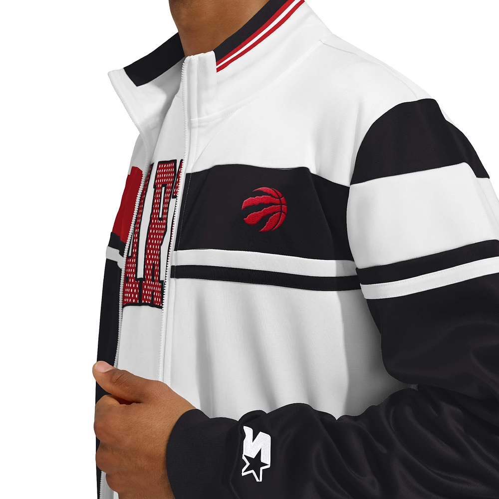 Men's Starter White Toronto Raptors Jordan Pique Full-Zip Track Jacket