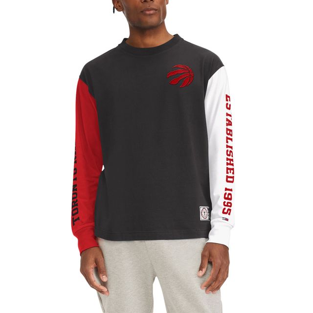 Toronto Raptors de Tommy Jeans pour homme - T-shirt à manches longues Richie color block noir