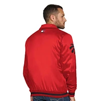 Men's Tommy Jeans Red Toronto Raptors Jacob Chain Stitch Applique Full-Snap Varsity Jacket