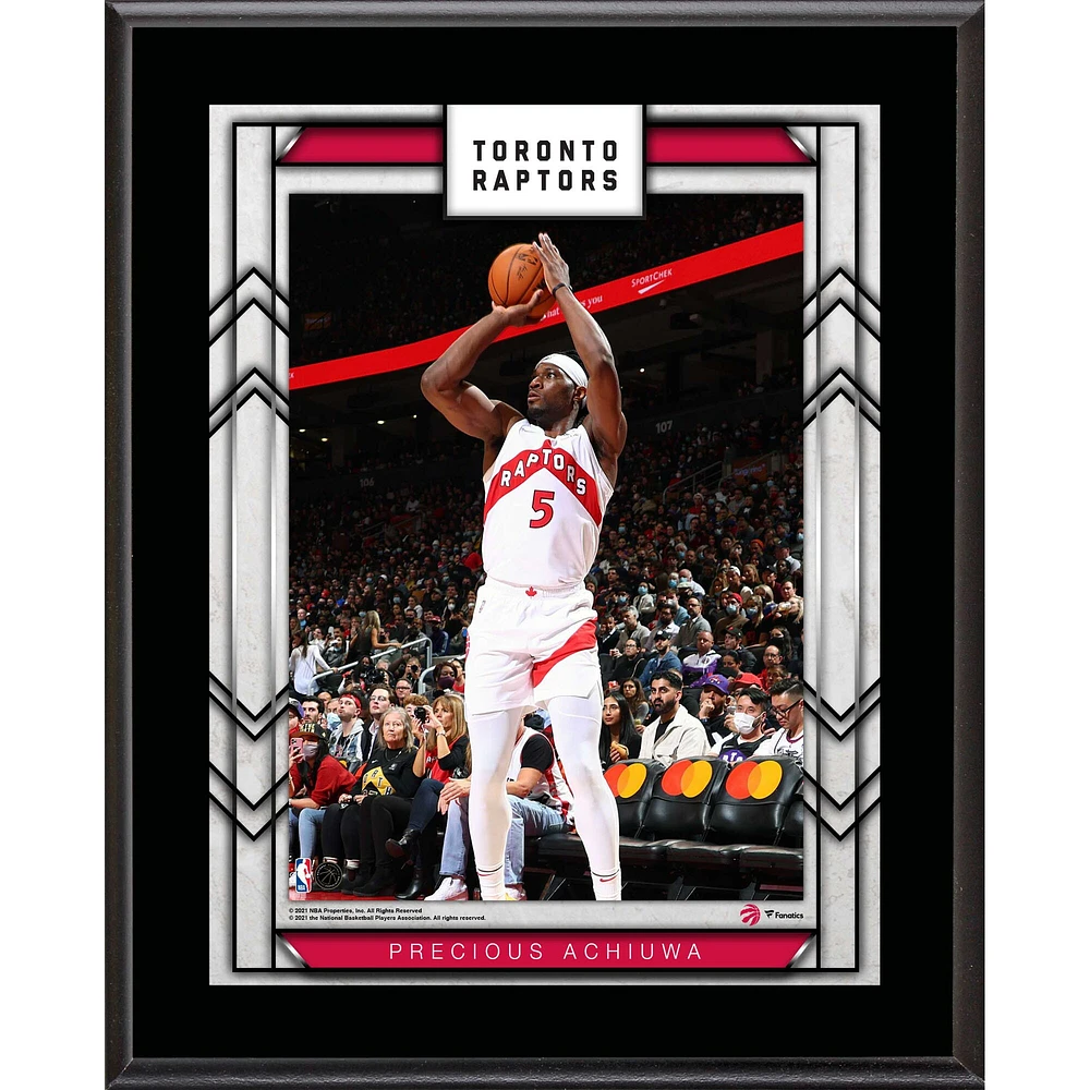 Plaque de joueur sublimée Precious Achiuwa Toronto Raptors 10,5" x 13"