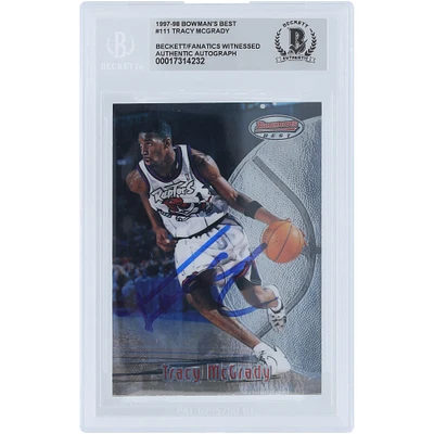 Tracy McGrady Toronto Raptors autographié 1997-98 Bowman's Best #111 Beckett Fanatics Witnessed Rookie Card authentifié