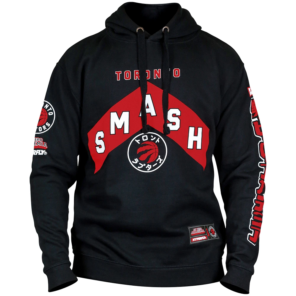 Sweat à capuche unisexe Hyperfly noir Toronto Raptors NBA x My Hero Academia All Might Smash