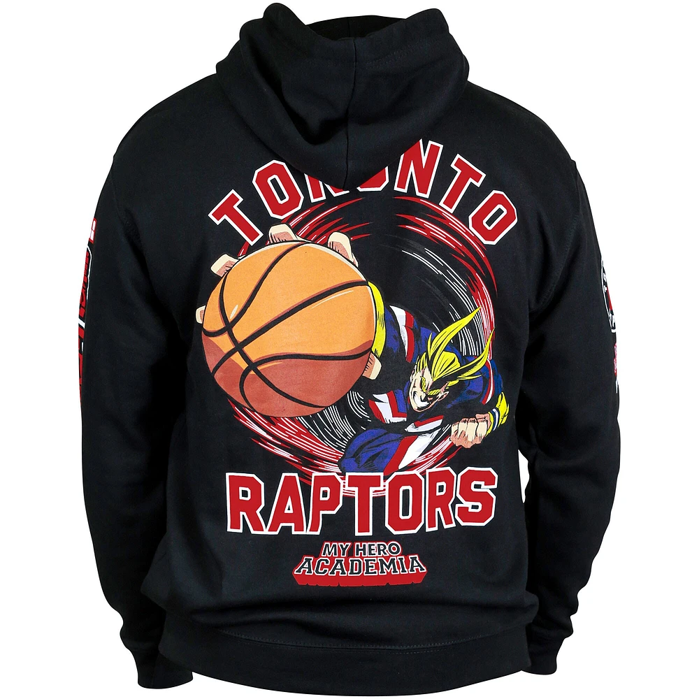 Sweat à capuche unisexe Hyperfly noir Toronto Raptors NBA x My Hero Academia All Might Smash