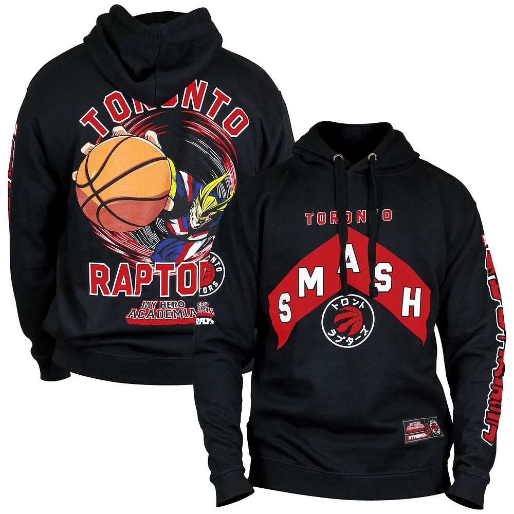 Sweat à capuche unisexe Hyperfly noir Toronto Raptors NBA x My Hero Academia All Might Smash