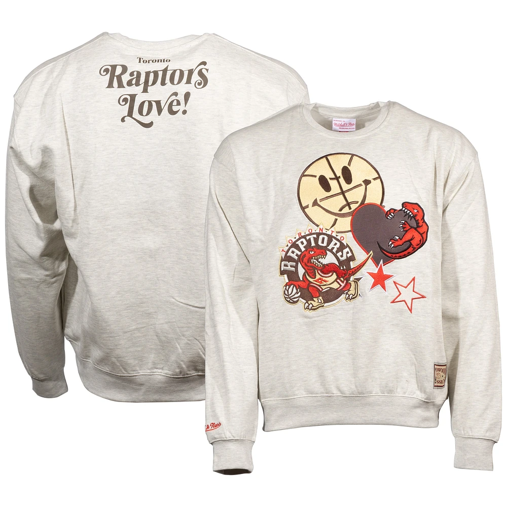 Unisex Mitchell & Ness Oatmeal Toronto Raptors Canadian Bacon Hardwood Classics Pullover Sweatshirt