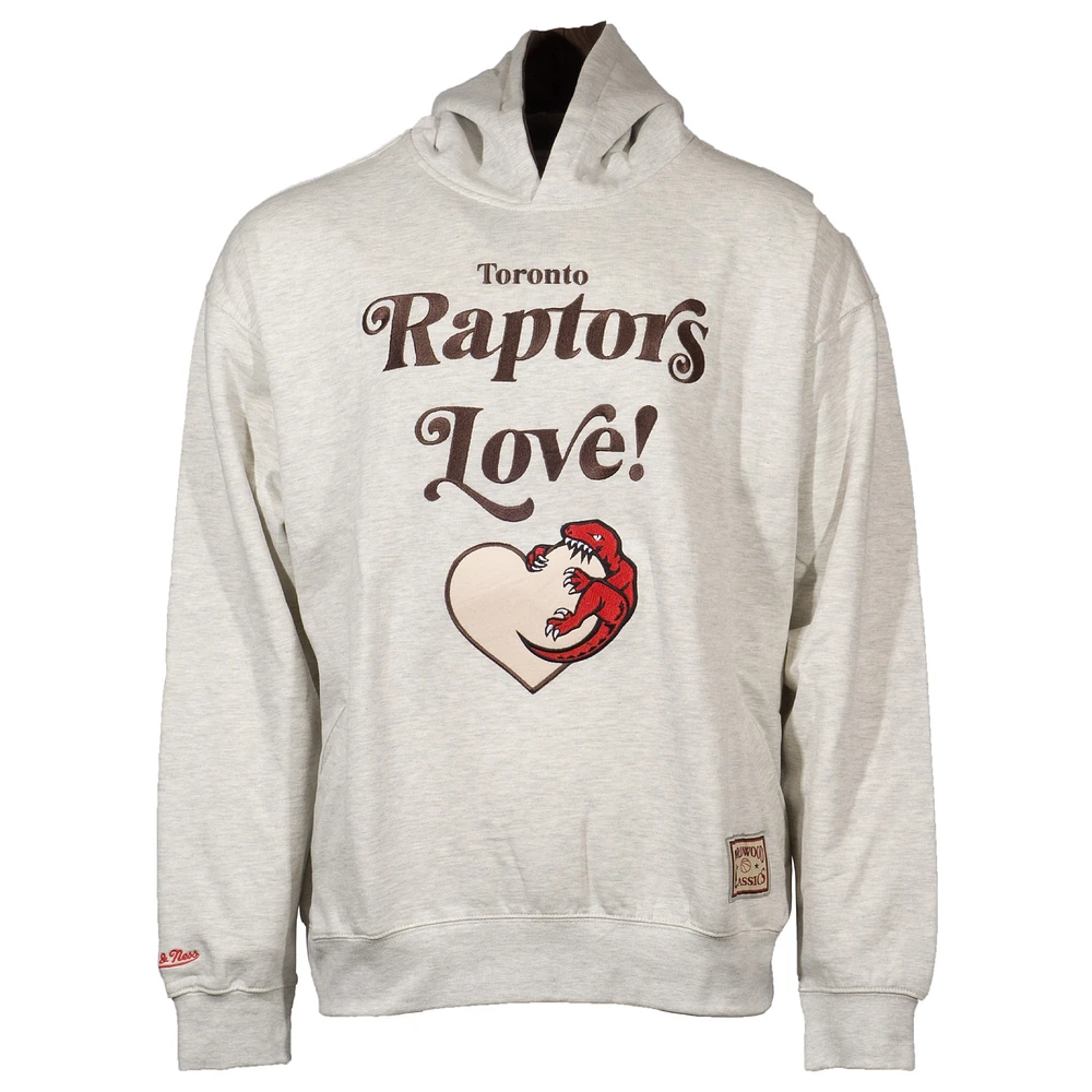 Unisex Mitchell & Ness Oatmeal Toronto Raptors Love Affair Hardwood Classics Pullover Hoodie
