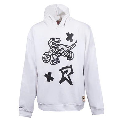 Sweat à capuche surdimensionné unisexe Mitchell & Ness Toronto Raptors Hardwood Classics Tape
