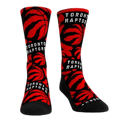 Chaussettes Rock Em unisexe Toronto Raptors Allover Logo & Paint Crew