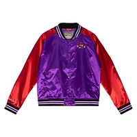 Women's Mitchell & Ness Purple/Red Toronto Raptors Hardwood Classics Satin Raglan - Full-Snap Jacket