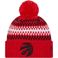 Women's New Era Red Toronto Raptors Cozy Cuffed Knit Hat with Pom