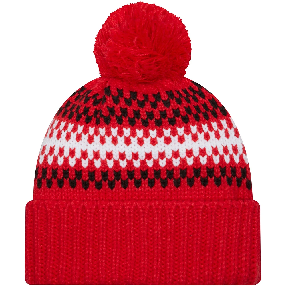 Women's New Era Red Toronto Raptors Cozy Cuffed Knit Hat with Pom