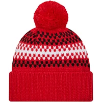 Women's New Era Red Toronto Raptors Cozy Cuffed Knit Hat with Pom