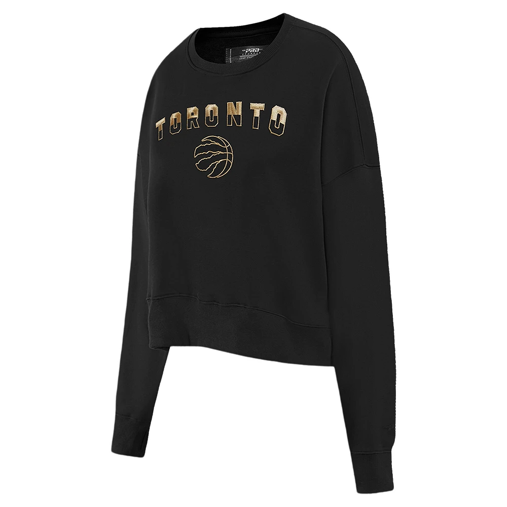Women's Pro Standard  Black Toronto Raptors Glam Cropped Pullover Sweatshirt