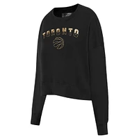 Women's Pro Standard  Black Toronto Raptors Glam Cropped Pullover Sweatshirt