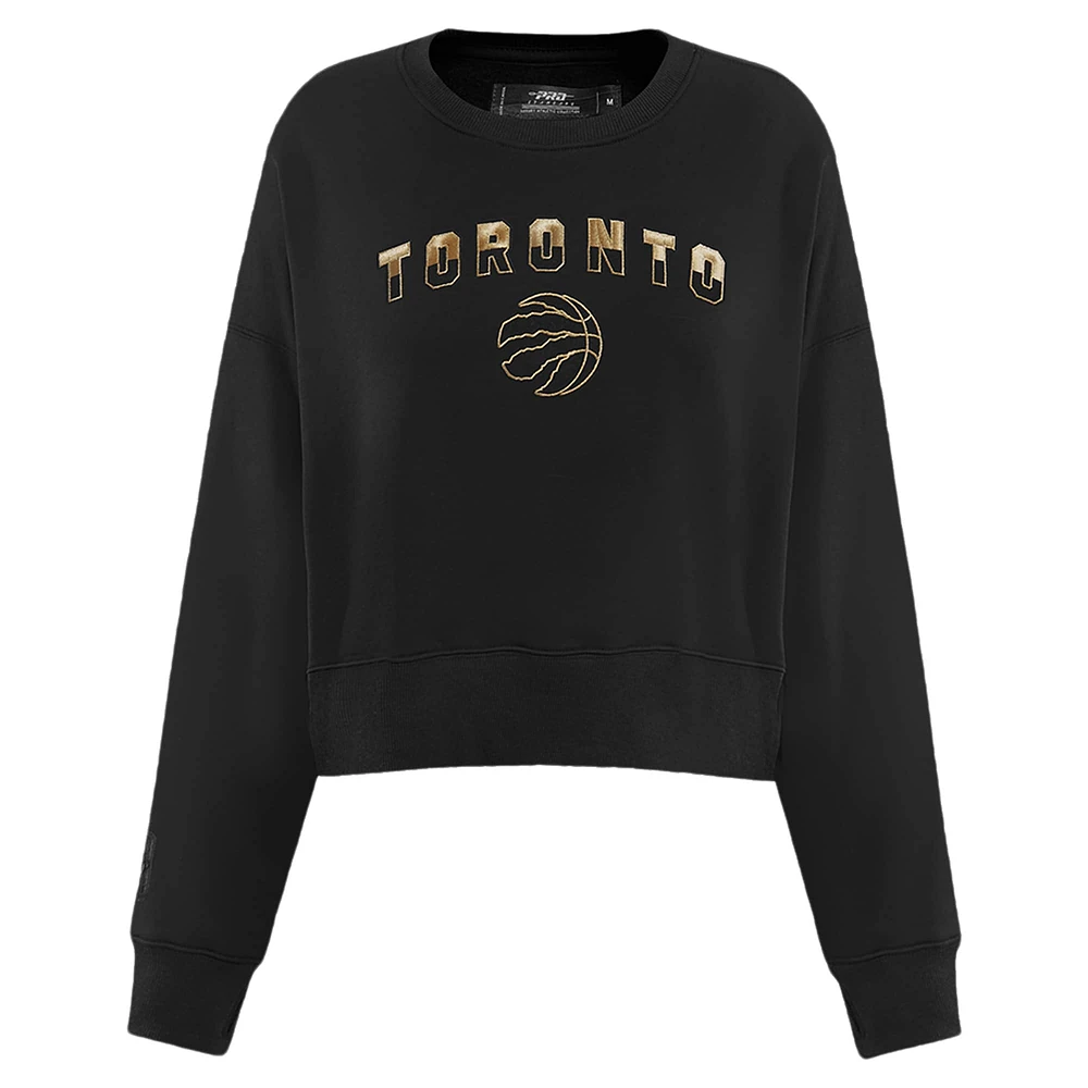 Women's Pro Standard  Black Toronto Raptors Glam Cropped Pullover Sweatshirt
