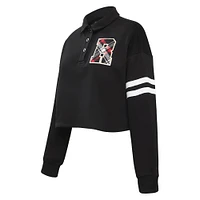 Women's Pro Standard Black Toronto Raptors Prep Long Sleeve Cropped Polo