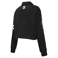 Women's Pro Standard Black Toronto Raptors Prep Long Sleeve Cropped Polo