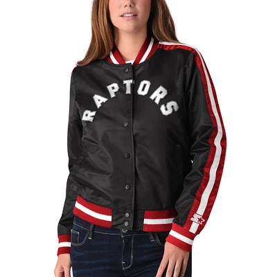 Femmes Starter Black Toronto Raptors - Veste de compétition en satin à boutons-pression intégrale
