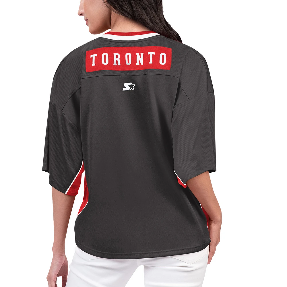 Women's Starter Black Toronto Raptors Power Play V-Neck T-Shirt