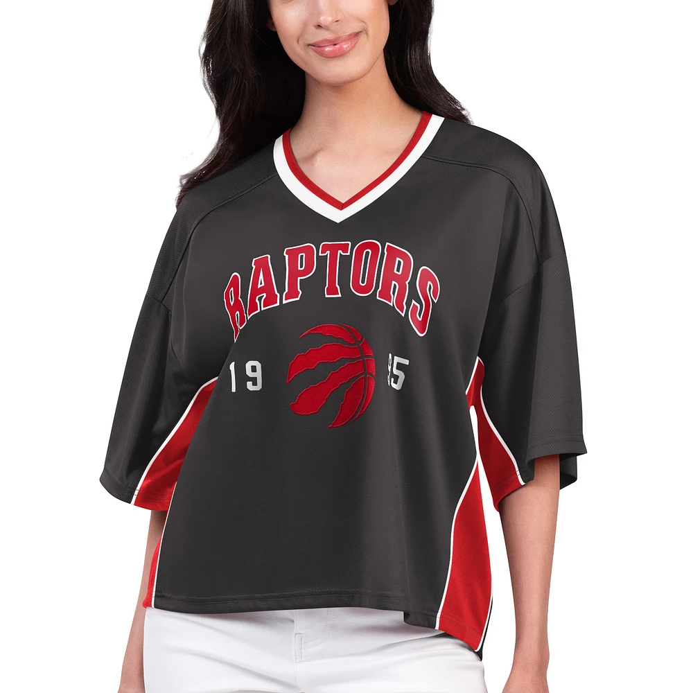 Women's Starter Black Toronto Raptors Power Play V-Neck T-Shirt