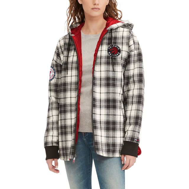 Toronto Raptors de Tommy Jeans pour femmes - Molly Flannel Full-Zip Hoodie Noir