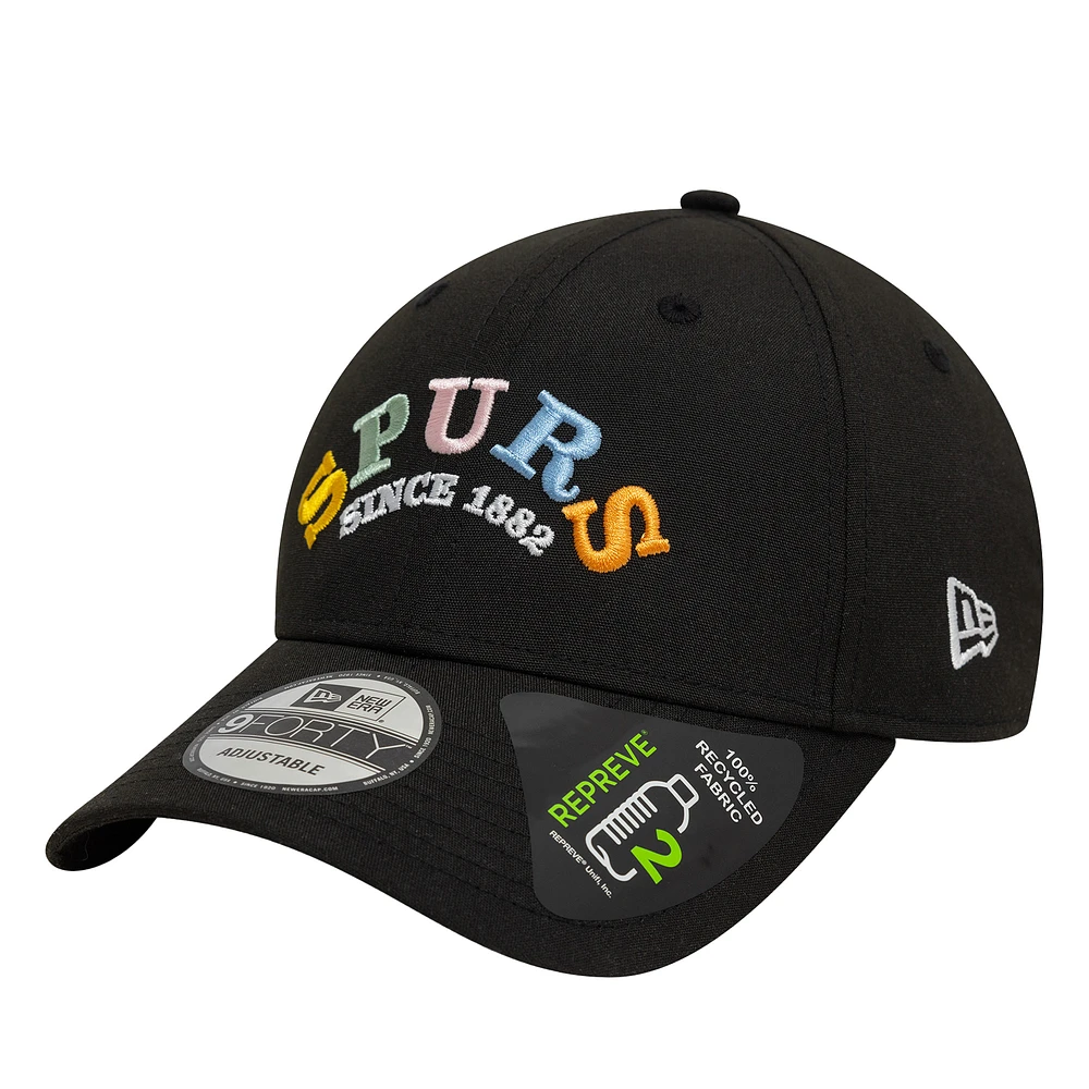 Men's New Era Black Tottenham Hotspur Rainbow Wordmark Adjustable 9FORTY Hat