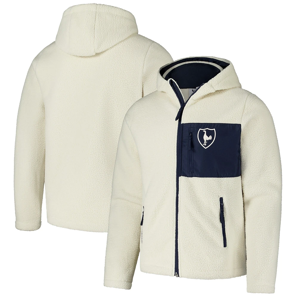 Veste à capuche zippée en sherpa Tottenham Hotspur pour homme crème