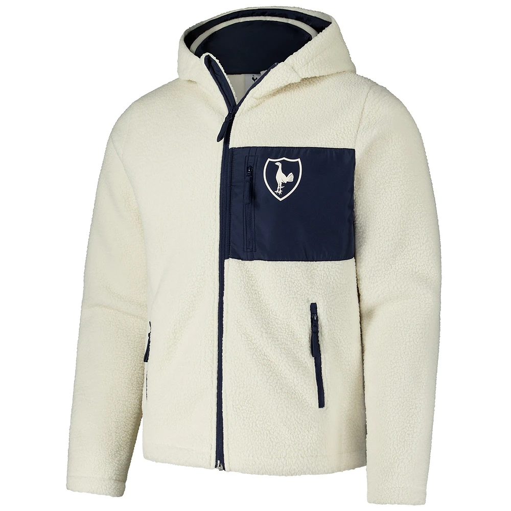 Veste à capuche zippée en sherpa Tottenham Hotspur pour homme crème