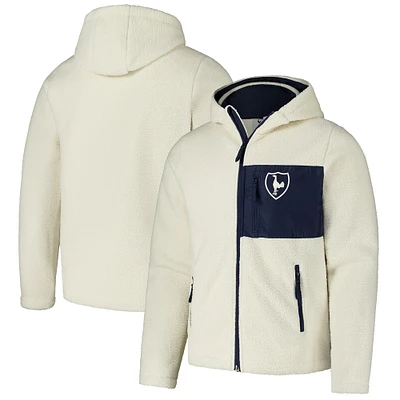 Veste à capuche zippée en sherpa Tottenham Hotspur pour homme crème