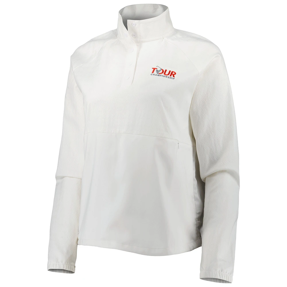 Women's adidas White TOUR Championship Emboss Quarter-Snap Raglan Jacket