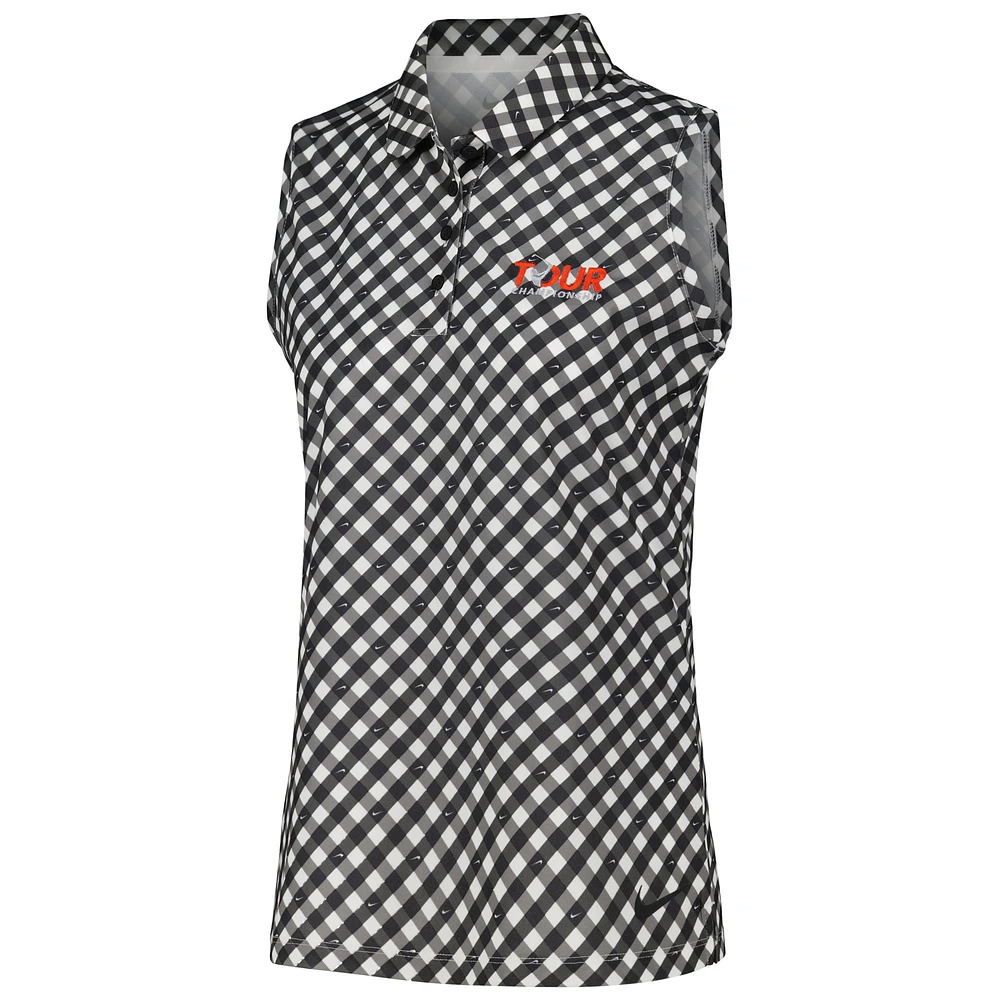 Women's Nike Black/White TOUR Championship Victory Performance Sleeveless Polo