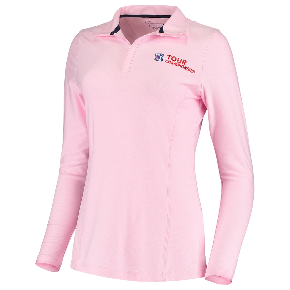 Women's Peter Millar Pink TOUR Championship Melange Perth Quarter-Zip Pullover Top