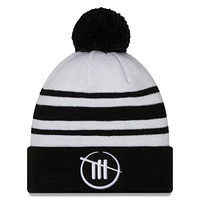 Men's New Era White/Black Trackhouse Racing Team Collection Cuffed Knit Hat with Pom