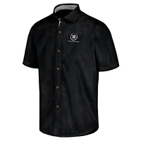 Men's Tommy Bahama Black Trackhouse Racing Sport Coconut Point Palm Vista IslandZone Button-Up Camp Shirt