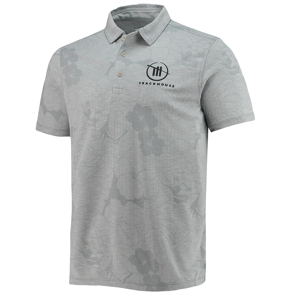 Men's Tommy Bahama Gray TRACKHOUSE RACING Miramar Blooms Team Logo Polo