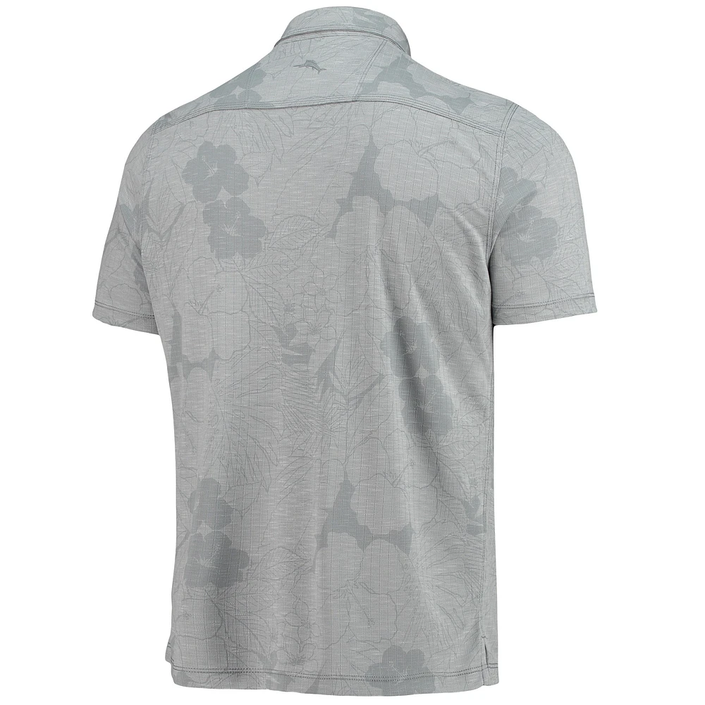Men's Tommy Bahama Gray TRACKHOUSE RACING Miramar Blooms Team Logo Polo