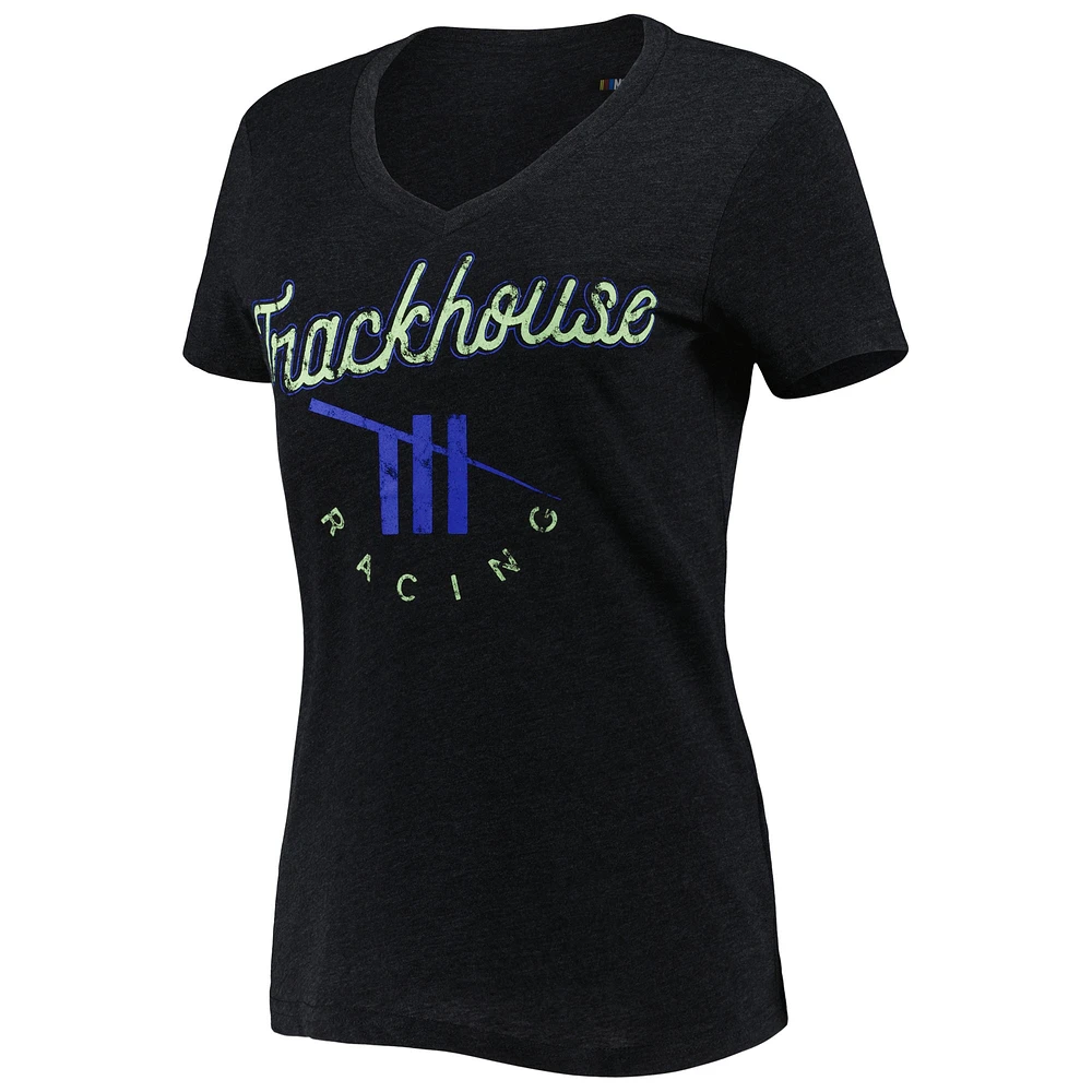 Women's G-III 4Her by Carl Banks Black TRACKHOUSE RACING Bump & Run V-Neck T-Shirt