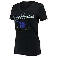 Women's G-III 4Her by Carl Banks Black TRACKHOUSE RACING Bump & Run V-Neck T-Shirt