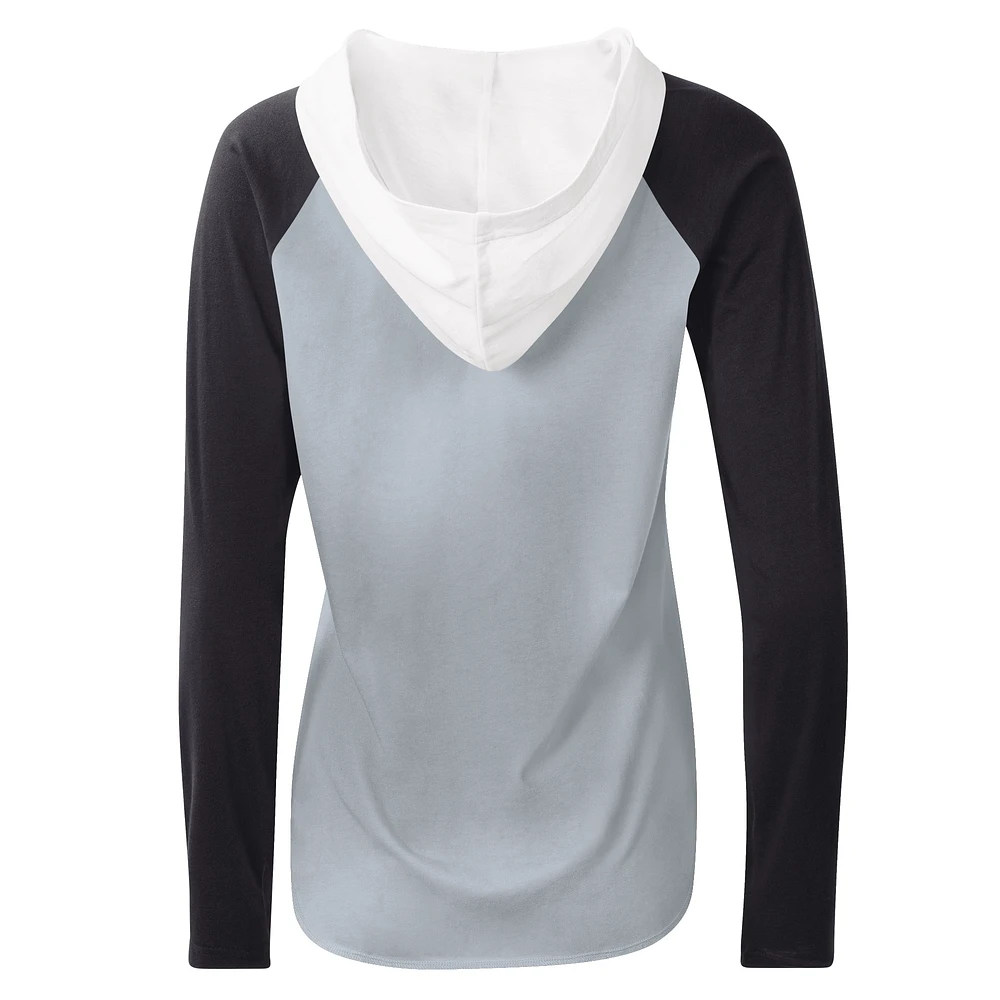 Women's G-III 4Her by Carl Banks White/Black TRACKHOUSE RACING Triple-A Long Sleeve Hoodie T-Shirt