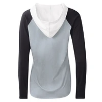 Women's G-III 4Her by Carl Banks White/Black TRACKHOUSE RACING Triple-A Long Sleeve Hoodie T-Shirt