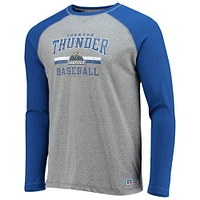 T-shirt de baseball à manches longues Trenton Thunder pour homme, bleu royal/gris chiné