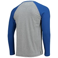 T-shirt de baseball à manches longues Trenton Thunder pour homme, bleu royal/gris chiné