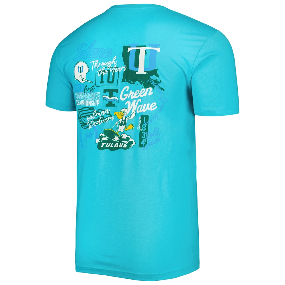 Men's Blue Tulane Green Wave Through the Years T-Shirt