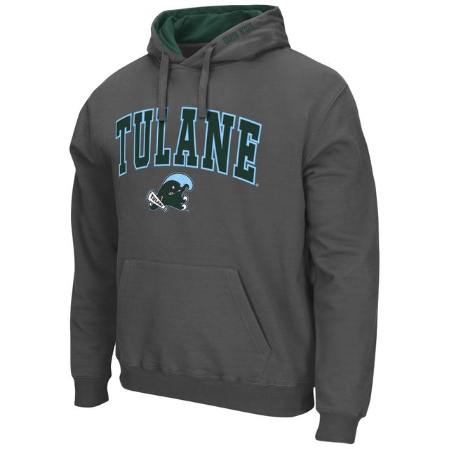 Chandail à capuchon Colosseum Charcoal Tulane Green Wave Arch and Logo pour homme