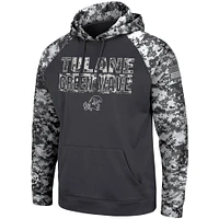 Men's Colosseum Charcoal Tulane Green Wave OHT Military Appreciation Digital Camo Pullover Hoodie