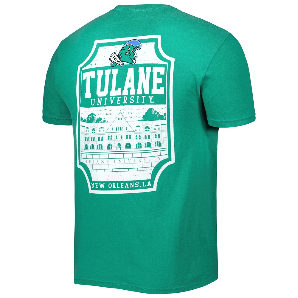 Men's Green Tulane Wave Logo Campus Icon T-Shirt